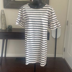 White Mini-stripe dress w/stripes